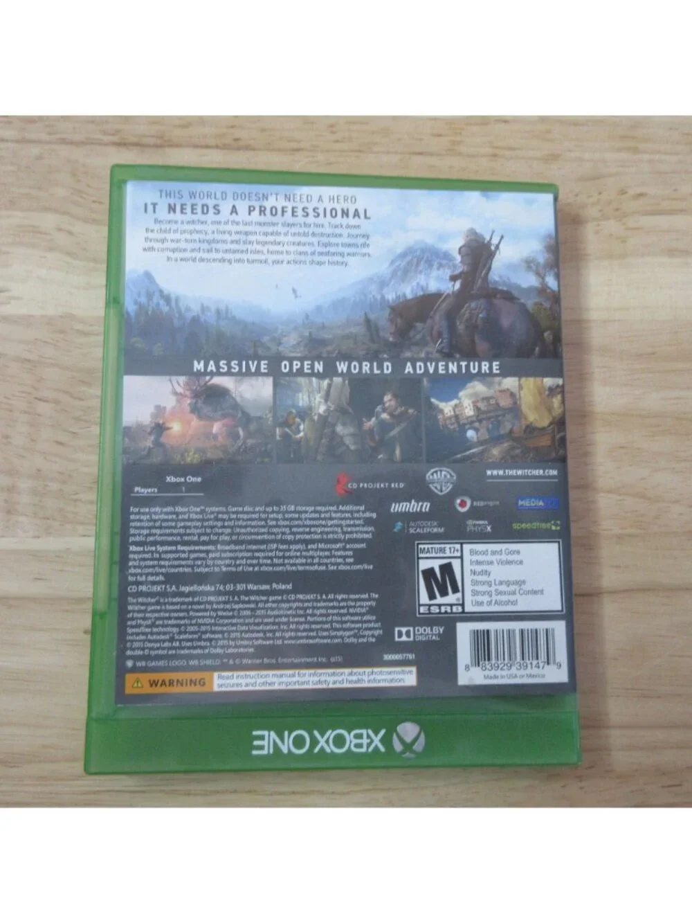 The Witcher 3: Wild Hunt - Microsoft Xbox One With Manual & Soundtrack